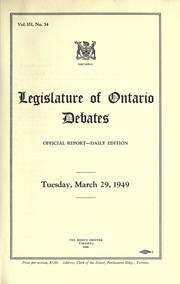 Cover of: Official report of debates (Hansard) : Legislative Assembly of Ontario = by Ontario. Legislative Assembly.