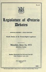 Cover of: Official report of debates (Hansard) : Legislative Assembly of Ontario = by Ontario. Legislative Assembly.