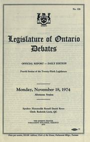 Cover of: Official report of debates (Hansard) : Legislative Assembly of Ontario = by Ontario. Legislative Assembly.