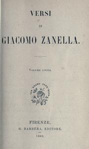 Cover of: Versi di Giacomo Zanella.