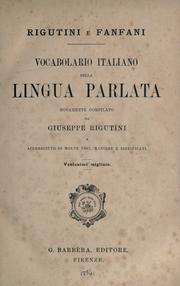 Cover of: Vocabolario italiano della lingua parlata