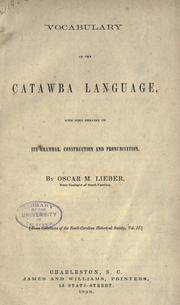 Cover of: Vocabulary of the Catawba language by Oscar M. Lieber
