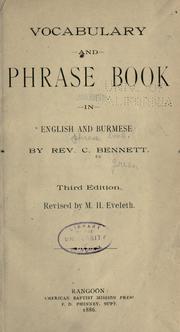 Cover of: Vocabulary and phrase book in English and Burmese by Cephas Bennett