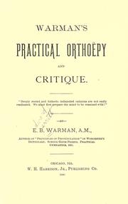 Cover of: Warman's practical orthoëpy and critique... by Warman, Edward Barrett