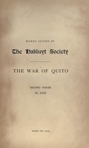 Cover of: The war of Quito by Pedro de Cieza de León
