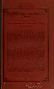 Cover of: Was the Shakespeare after all a myth. by J. Watts De Peyster