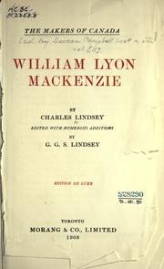 Cover of: William Lyon Mackenzie