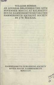 Cover of: William Morris by J. W. Mackail