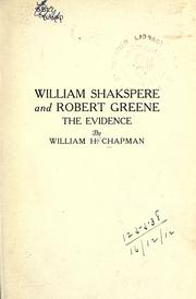Cover of: William Shakespeare and Robert Greene: the evidence.
