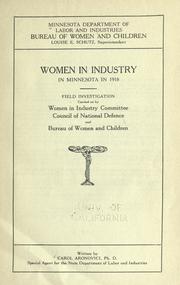 Cover of: Women in industry in Minnesota in 1918. | Minnesota. Commission of Public Safety. Women