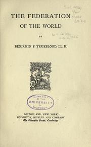 Cover of: The federation of the world