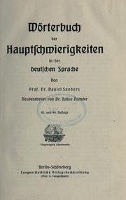 Cover of: Wörterbuch der Hauptschwierigkeiten in der deutschen Sprache.