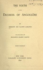 Cover of: The youth of the Duchess of Angouleme