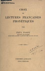 Cover of: Choix de lectures françaises phonétiques.