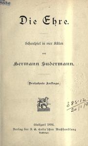 Cover of: Die Ehre by Hermann Sudermann
