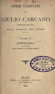 Cover of: Epistolario.: 2. ed. coll'aggiunta di lettere inedite.