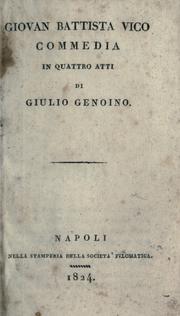 Cover of: Giovan Battista Vico: commedia in quattro atti