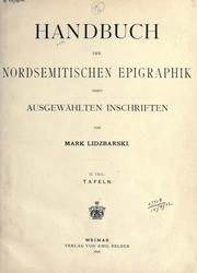 Cover of: Handbuch der nordsemitischen Epigraphik, nebst ausgewählten Inschriften.