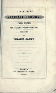 Cover of: marchese Annibale Porrone: storia milanese del secolo decimosettimo