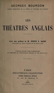 Cover of: théâtres anglais.: Avec une préf. de Edwin O. Sachs.