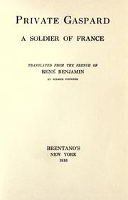 Cover of: Private Gaspard by René Benjamin