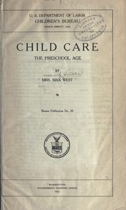 Cover of: Child care: the preschool age