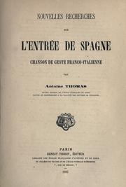 Cover of: Nouvelles recherches sur l'Entrée de Spagne: chanson de geste franco-italienne.