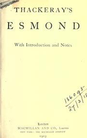 Cover of: Esmond.: With introd. and notes.