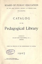Cover of: Catalog of the pedagogical library | Philadelphia. Public education board.