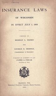 Cover of: Insurance laws of Wisconsin in effect July 1, 1909.