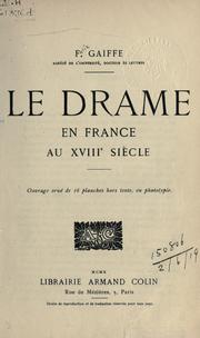 Cover of: Le drame en France au 18e siècle.