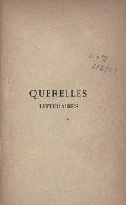 Cover of: Querelles littéraires [par] Henry Becque.