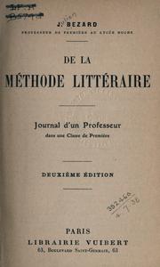 Cover of: De la méthode littéraire: journal d'un professeur dans une classe de premiere.