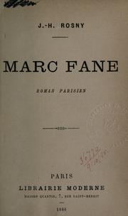 Cover of: Marc Fane, roman parisian.