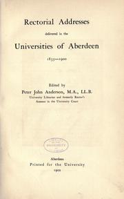 Cover of: Rectorial addresses: delivered in the university of Aberdeen, 1835-1900.