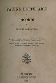 Cover of: Pagine letterarie e ricordi. by Isidoro del Lungo