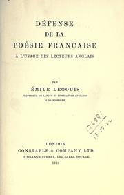 Cover of: Défense de la poésia française a l'usage des lecteurs anglais.