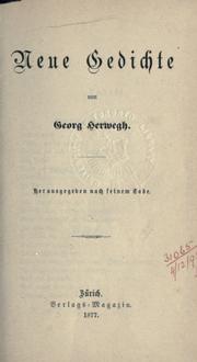 Cover of: Neue Gedichte.: Hrsg. nach seinem Tode.