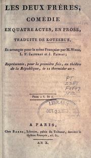 Cover of: Les deux frères by August Friedrich Ferdinand von Kotzebue