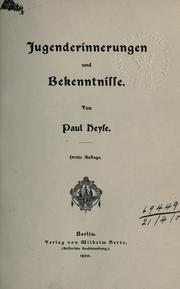Cover of: Jugenderinnerungen und Bekenntnisse.