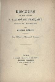 Cover of: Discours de réception à l'Académie française, prononcé le 3 novembre 1921: sur l'oeuvre d'Edmond Rostand.