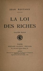 Cover of: La loi des riches