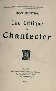 Cover of: critique de Chantecler.