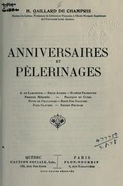 Cover of: Anniversaires et pelerinages.