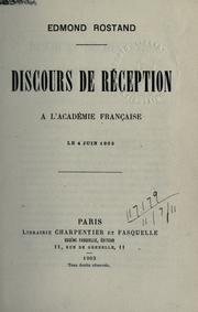 Cover of: Discours de réception à l'Académie française le 4 juin 1903.