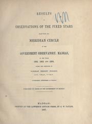 Cover of: Meridian circle observations. | Madras Observatory