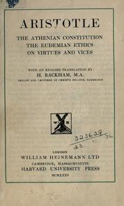 Cover of: The Athenian Constitution ; The Eudemian ethics ; On virtues and vices