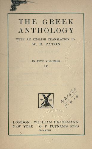 The Greek anthology. by 