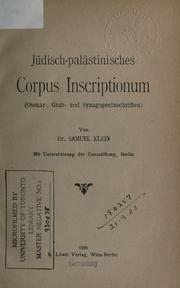 Jüdisch-palästinisches Corpus Inscriptionum by Klein, Samuel