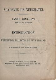Cover of: Introduction à l'étude des dialectes du pays romand. by Cyprien Ayer